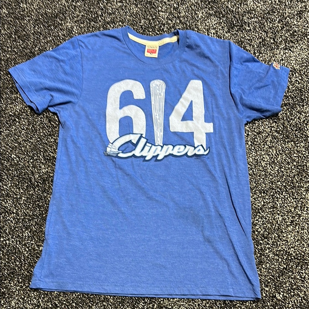 HOMAGE Blue and White Short Sleeve Clippers Baseball Tee Shirt